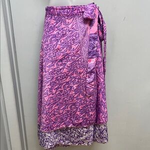 ✨ Handcrafted Reversible Silk Wrap Skirt | Pink & Purple Boho Floral Skirt ✨